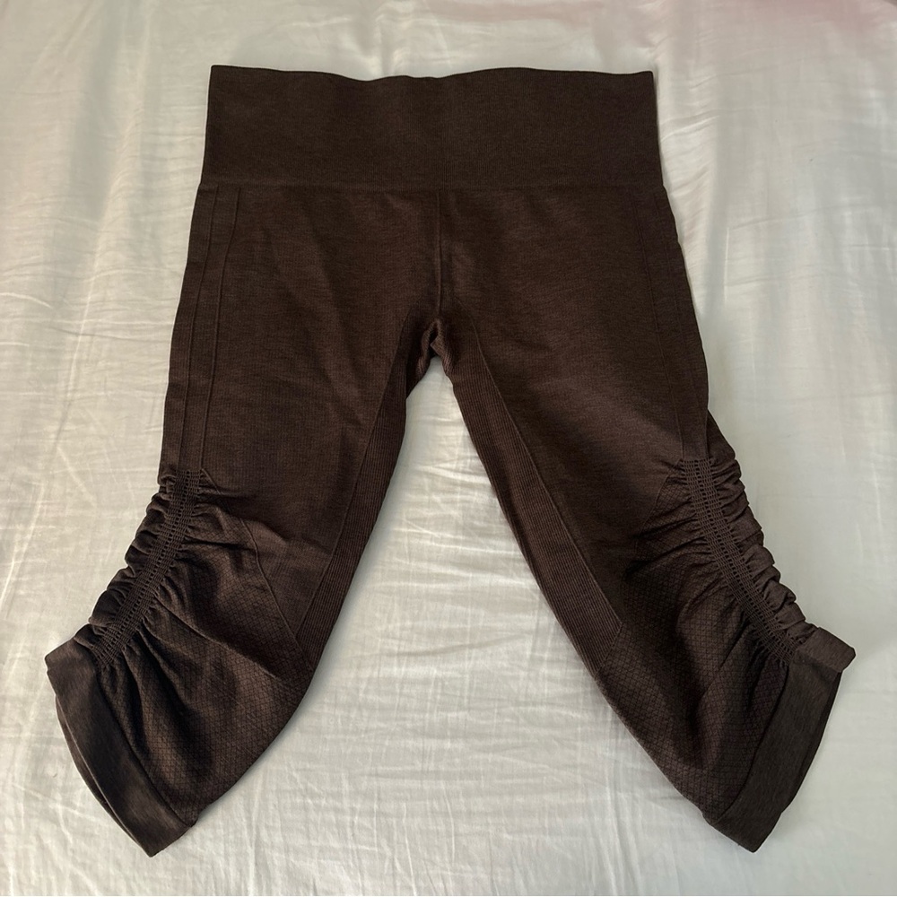 Cropped Lululemon Chocolate Brown Ruched Leggings